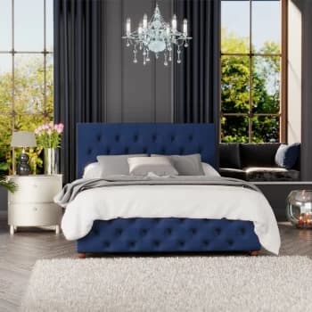 Laurence Llewelyn-bowen - Luna Ottoman Storage Bed, Plush Velvet, Navy Double