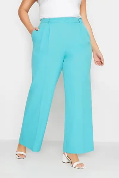 Yours Wide Leg Trousers Aqua