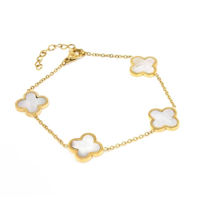 Say It With Clover Bracelet Gold & Pearl Size: 7.5cm Gold Unisex 7.5 cm