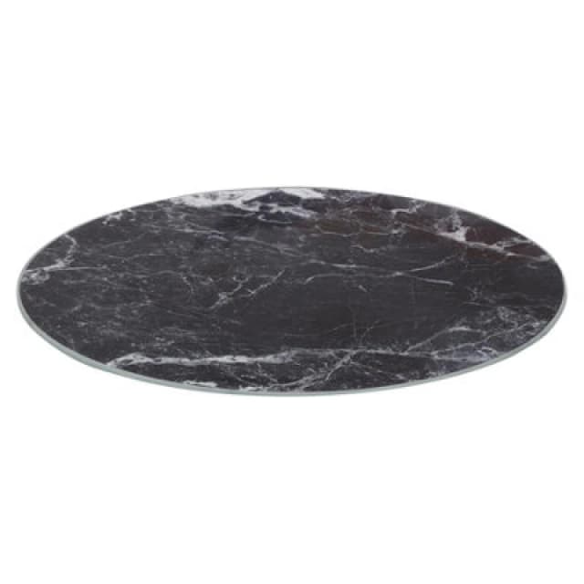 Harbour Housewares Round Glass Chopping Board 30Cm Black Marble Kitchen Dining Place Mats Cutting Mat Worktop Saver Cooking & Food