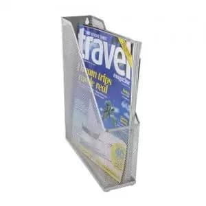 Osco Mesh Magazine File Rack Metal Silver 32747DT