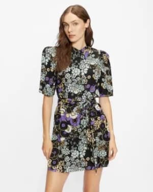 Puff Shoulder Floral Mini Dress