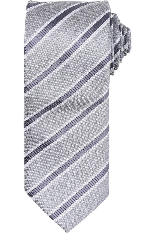 Premier Premier Men Stripe Waffle Tie in Metallic Silver Metallic Silver One Size Male 5063425959976