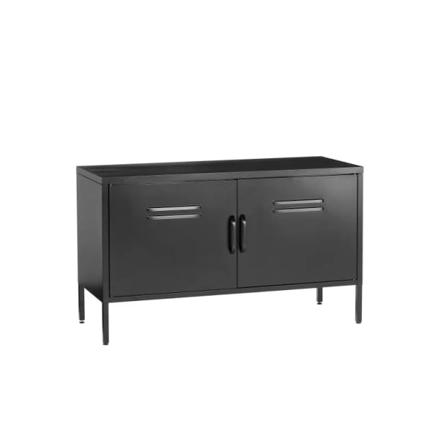 Moderna Black Metal TV Stand Cabinet Retro Low Sideboard Cabinet Buffet Retro 100cm Size: Large Black Unisex Large