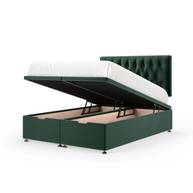 Bedmaster Bedmaster Plush Velvet Ottoman Divan Base And Button Headboard in Emerald Size: Super King Emerald Super King Unisex 7867870258763