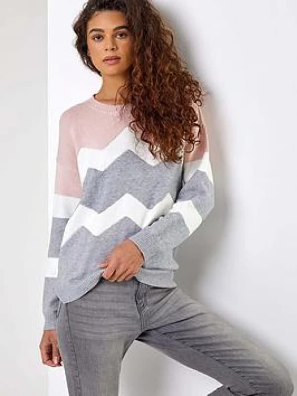 Roman Zig Zag Contrast Jumper Pink female