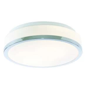 Bathroom Flush 2 Light Ceiling Chrome, Opal IP44, E27