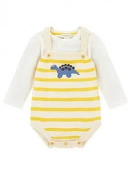 Monsoon Baby Boys Duke Dino Knitted Romper & T-Shirt - Mustard