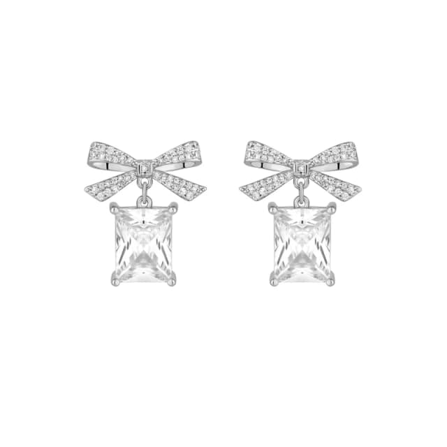 Jon Richard Rhodium Plated Cubic Zirconia Crystal Bow Earrings Jewellery Sets One Size Silver 42545211000