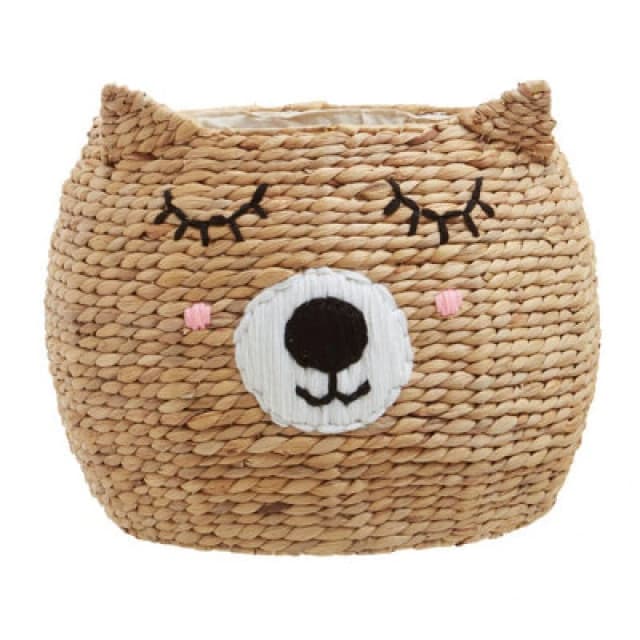 Premier Housewares Lidi Cat Face Basket, Handwoven Natural