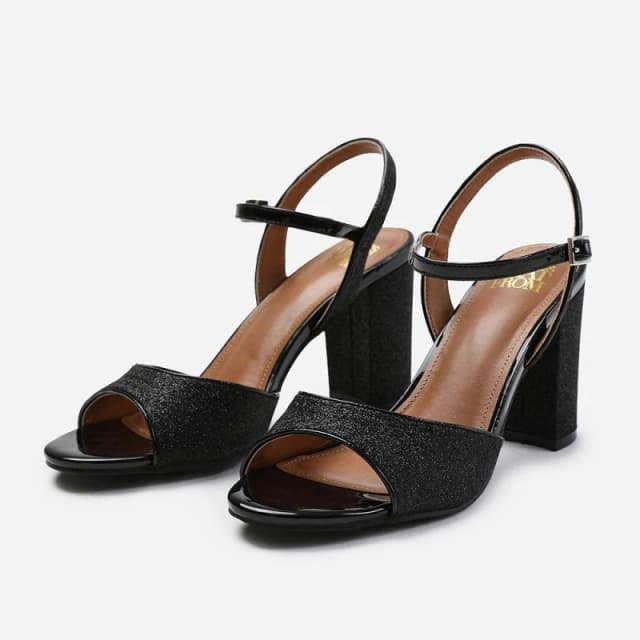 Where's That From 'Florence' Wide Fit Mid High Heels With Ankle Strap Black