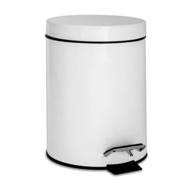 Harbour Housewares Bathroom Pedal Bin - 3L - White - Round Stainless Steel Slim Rubbish Dustbin Lid And Inner Liner Bucket