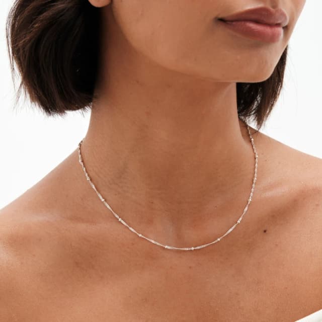 Simply Silver Sterling Silver 925 Twist Ball Chain Necklace Hoop Earrings One Size Silver 42997511000