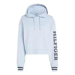 Tommy Hilfiger Reg Monotype Slv Crop Hoodie - Blue