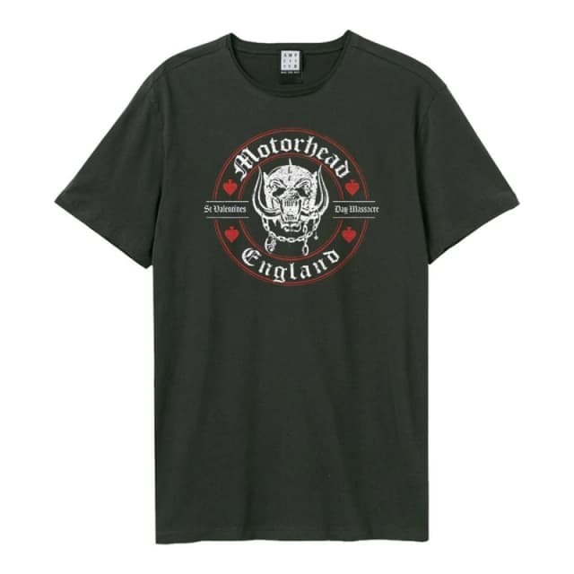 Amplified Amplified Men St Valentines Day Massacre Motorhead T-Shirt in Charcoal Size: Small Charcoal S Male 5063470345984
