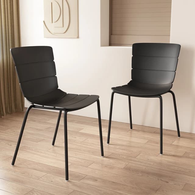 Core Products Pair of Bali Kitchen Chairs with Plastic Seats & Metal Legs in Black Size: 2 Pack Black Unisex 2 Pack
