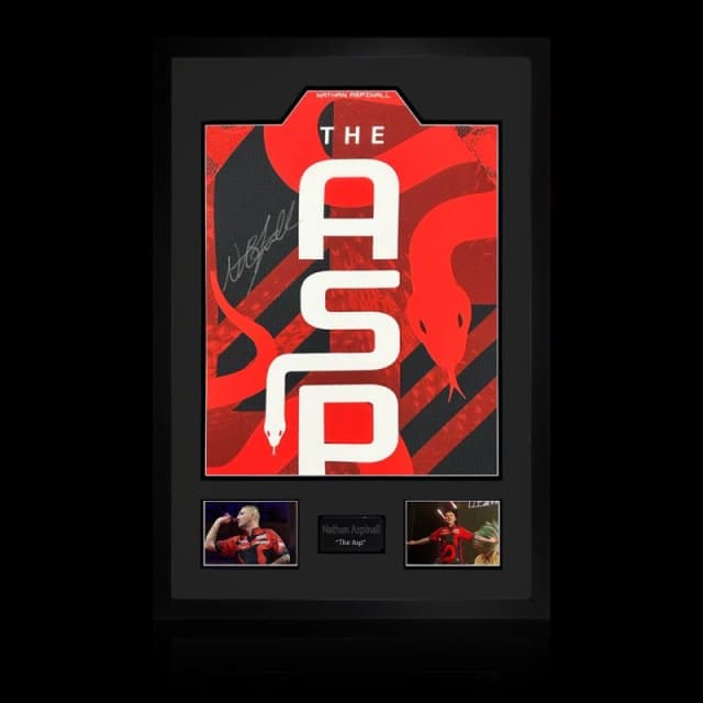 The Fan Cave Nathan Aspinall Signed 2025 Shirt Premium Frame Red & Black unisex 850mm x 60