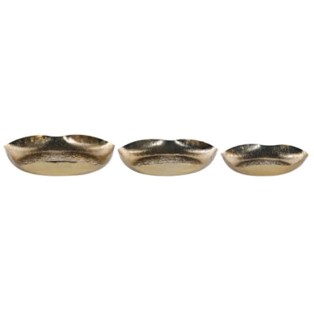 Beliani Set Of 3 Trinket Dishes Ujung Metal Gold