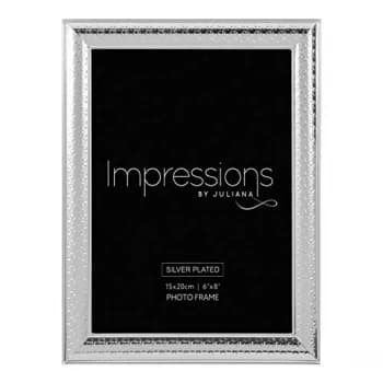 6" x 8" - Silver Plated Triangle Print Design Photo Frame