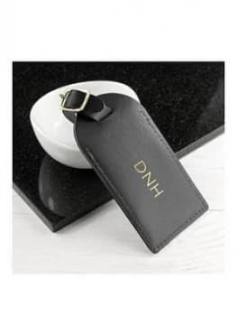Personalised Black Foiled Leather Luggage Tag