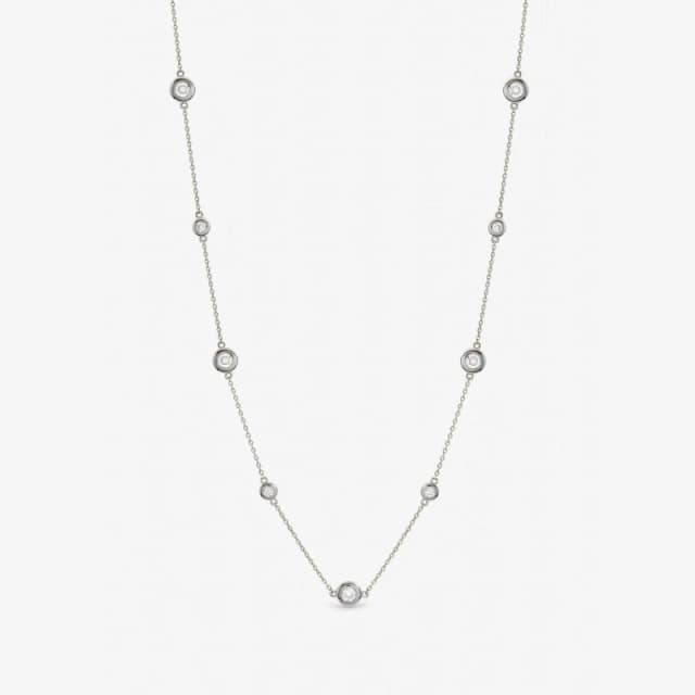 Jon Richard Silver Plated Cubic Zirconia Bezel Necklace Chain Necklaces One Size Silver 71704511000