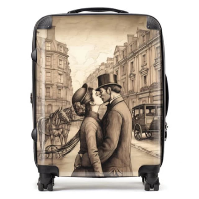 Warren Reed Designer Sharing A Kiss Suitcase - Large