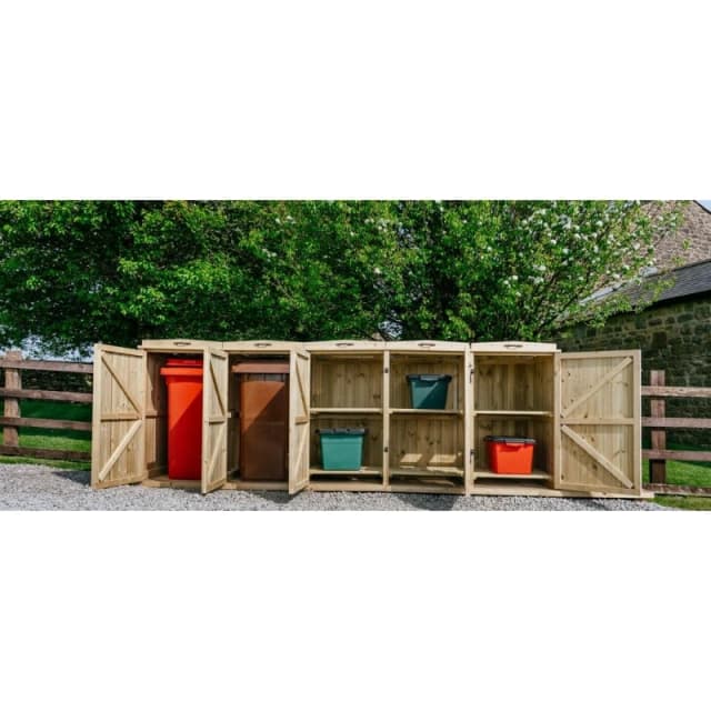 Buttercup Farm Chatburn Bin Store, Fits 2x 180L/240L Wheelie Bins & 6x Boxes in Brown Brown Unisex