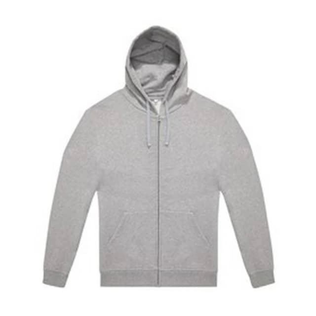B&C Mens Relaxed Fit Full Zip Hooded Sweatshirt with 2 Side Pockets in Grey Size: XS Grey Male XS