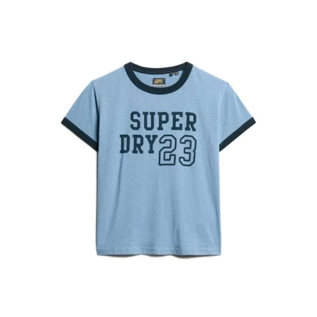 Superdry Womens fitted T-Shirt Superdry Athletic Essentials Ringer Bleu Female S