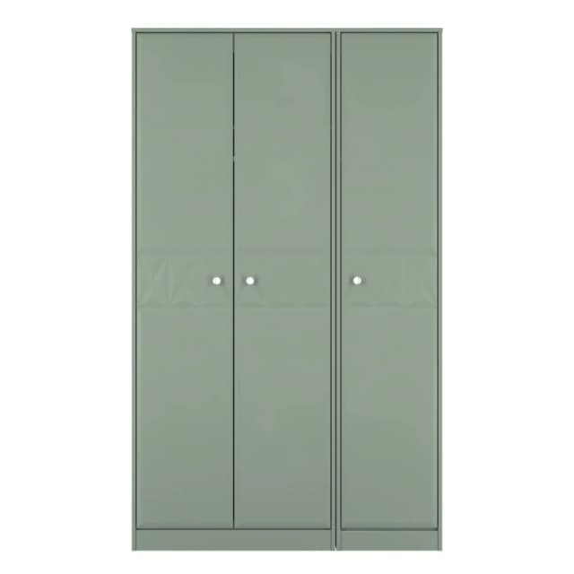 Genoa Ready Assembled Contemporary Matt Green Tall Triple Wardrobe (H)1960mm (W)1108mm (D)530mm