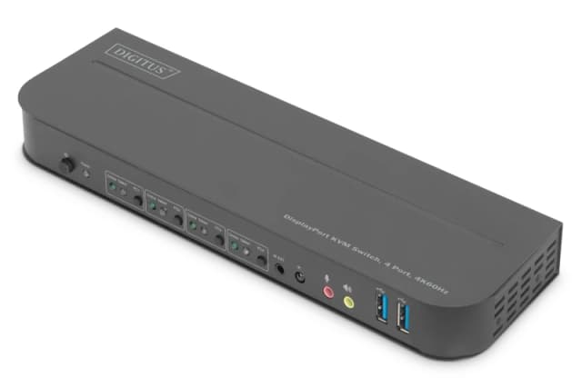 Digitus KVM Switch. 4-Port. 4K60Hz. 4 x DP in. 1 x DP/HDMI out
