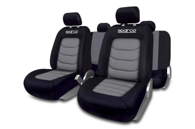 SPARCO SPC1019GR Seat cover Front and Rear, Polyester, black/grey Polyester Seat cover (4773)