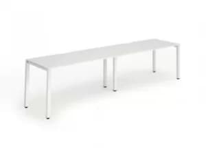 Single White Frame Bench Desk 1200 White (2 Pod)