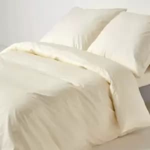 Cream Continental Egyptian Cotton Duvet Cover Set 200 Thread Count, 240 x 220cm - Cream - Cream - Homescapes