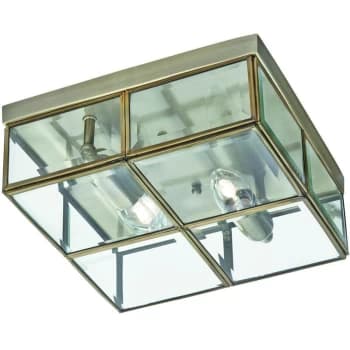Searchlight Flush - Flush Ceiling 2 Light Antique Brass, E14