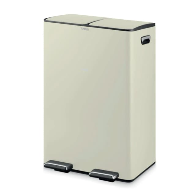Tower Tower Recycling Pedal Bin, 60L, Black T838023BLK in Beige Beige A Unisex 5056462396736