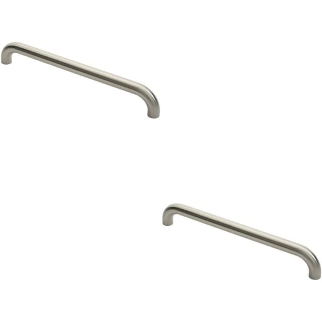 Loops 2x Round D Bar Pull Handle 480 x 30mm 450mm Fixing Centres Satin Steel Metallics unisex