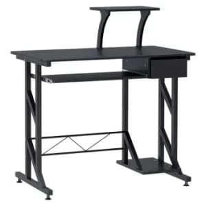 HOMCOM Computer Desk with Sliding Keyboard Tray Drawer and Host Box Shelf Home Office Workstation (Black)