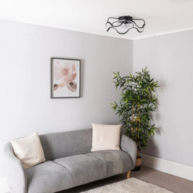 ValueLights Integrated LED Ceiling Fan with Remote Control, Clear Blades, Timer and 3 Speed Functions - Wave design Black