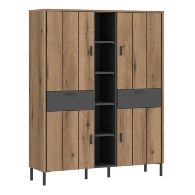 Furniture To Go Arundel Wardrobe 4 Door 2 Drawer In Oak/grey