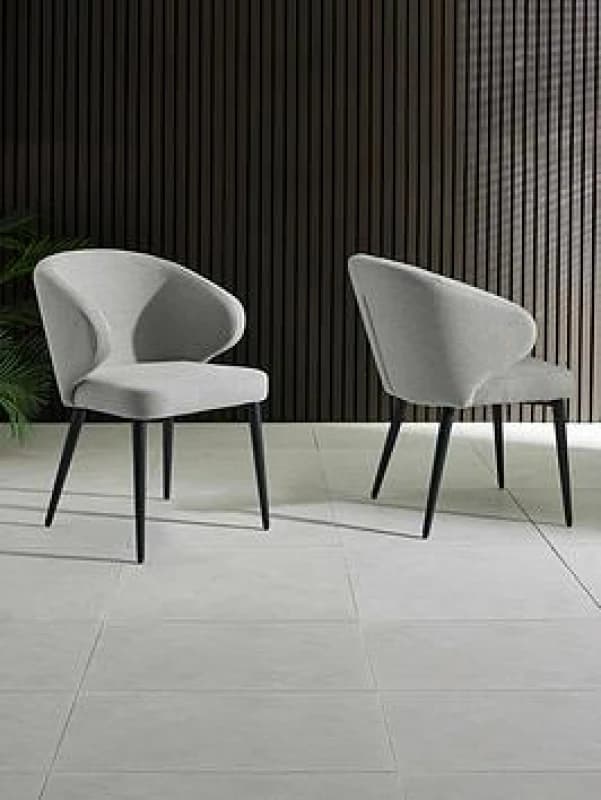 SO'HOME Marius Curve Fabric Dining Chairs (Set of 2) Light Grey ONE SIZE