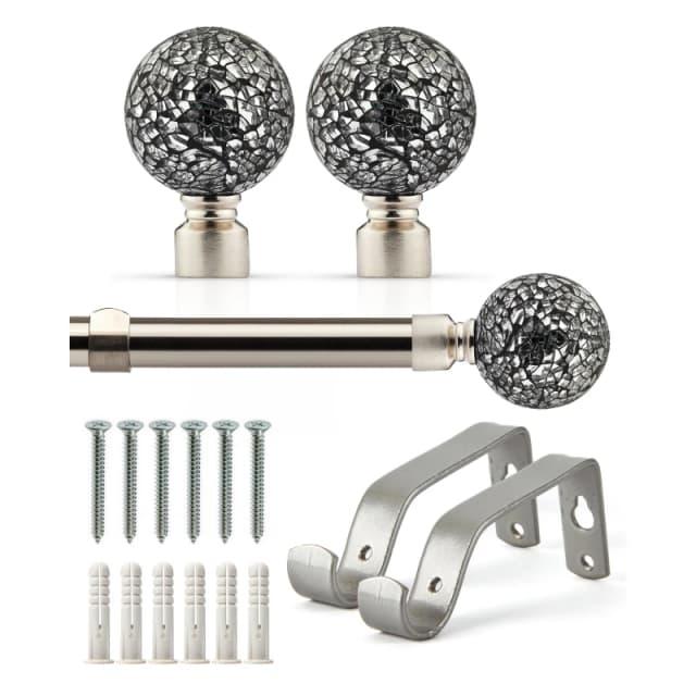 Emma Barclay Curtain Pole Extendable Cut Glass Brushed Silver unisex 120-210cm