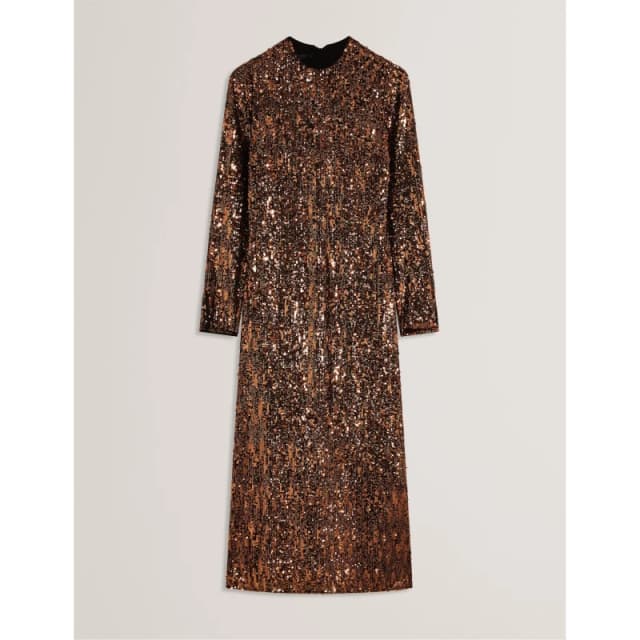 Ted Baker Womens Sequinned Bodycon Dress Natural female 8 (XS)