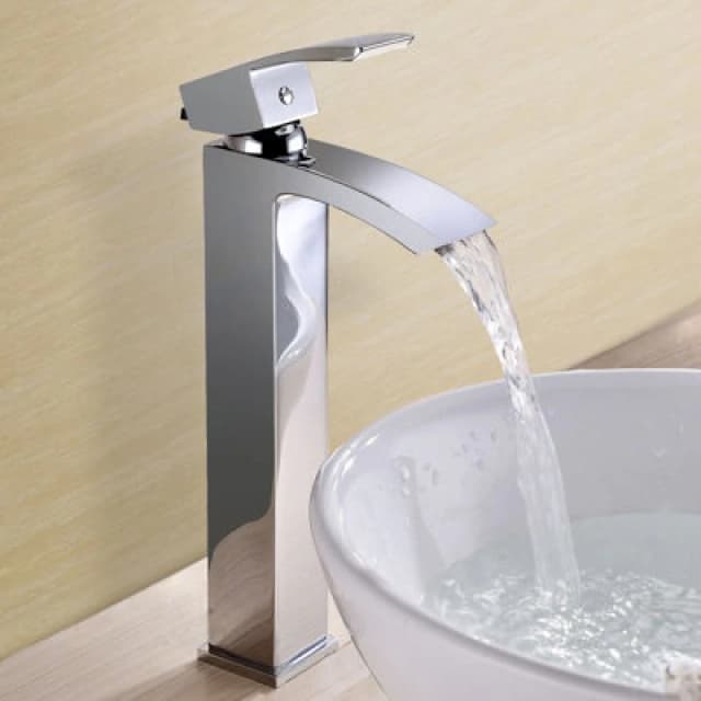 NES HOME Arke Modern Extended Chrome Design Countertop Basin Mono Mixer Tap + Waste TAP12303+WST