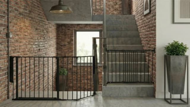 Safetots Solution For Up And Down Staircases, Black, Multi Panels, Up To 135Cm, And, Screw Fit Gate, 67Cm - 105.5Cm