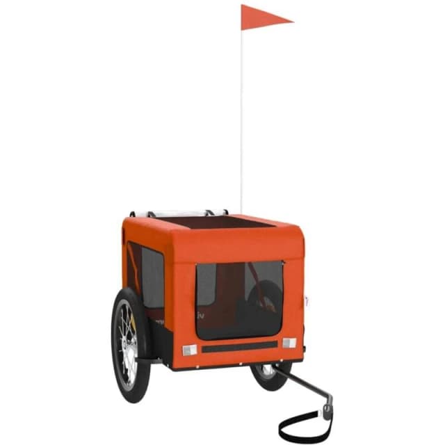 vidaXL Dog Bike Trailer Orange and Black Oxford Fabric&Iron, Orange 93914
