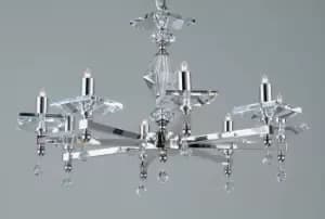 Capri Optic Glass Pans Nickel 8 Arm Chandelier