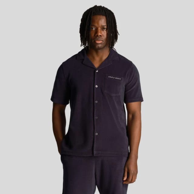 Lyle and Scott Towelling Resort Shirt Navy male S