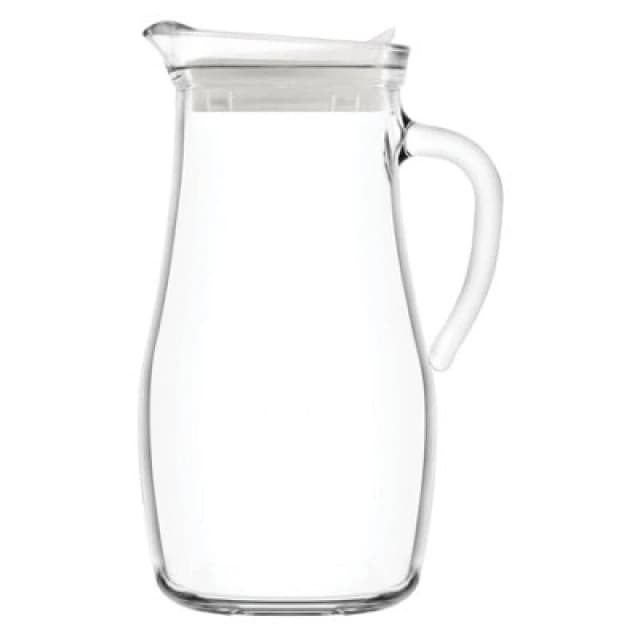 LAV Glassware 1.8L Misket Glass Water Jug With White Silicone Lid - Kitchen Drinks Pitcher Dispenser Container Carafe Bottle