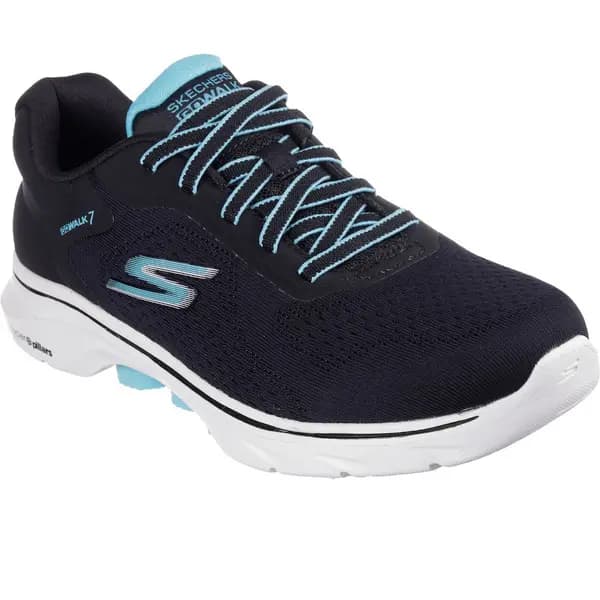 Skechers Womens GO WALK 7 Lightweight Cosmic Waves Trainers UK Size 8 (EU 41) Black/Turquoise SKE2252-BKTQ-8